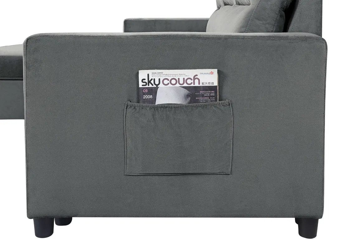 Ivy - Reversible Sleeper Sectional Sofa With Storage Chaise And Side Pocket by HouseOfZazla
