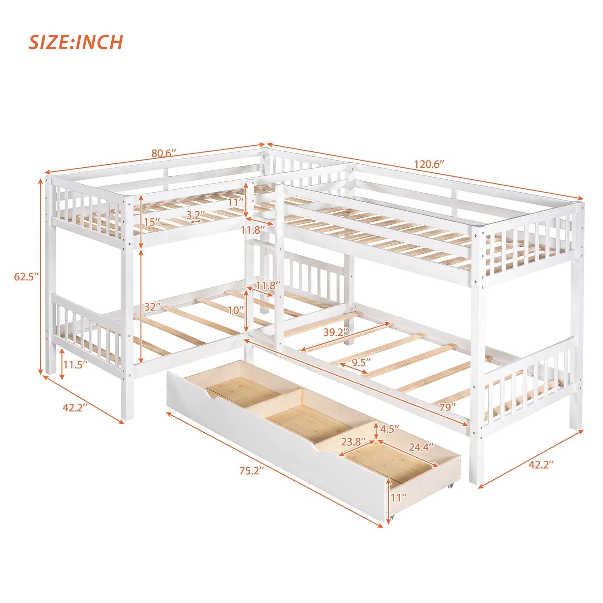 L Shaped Bunk Bed With Drawers by HouseOfZazla