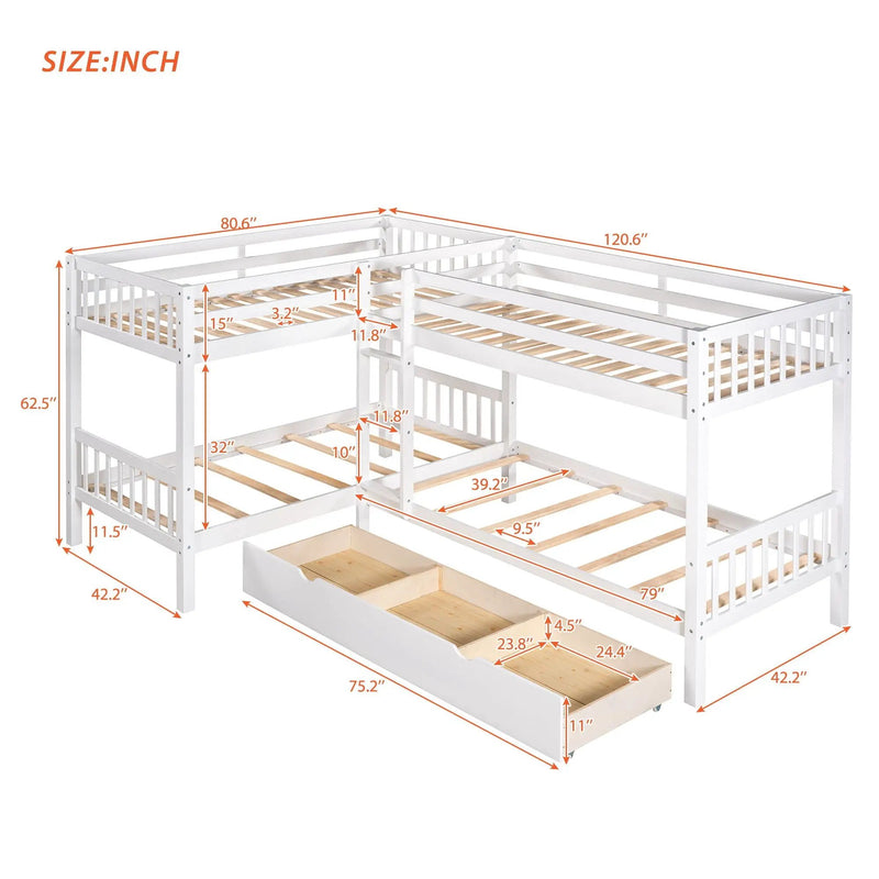 L Shaped Bunk Bed With Drawers by HouseOfZazla
