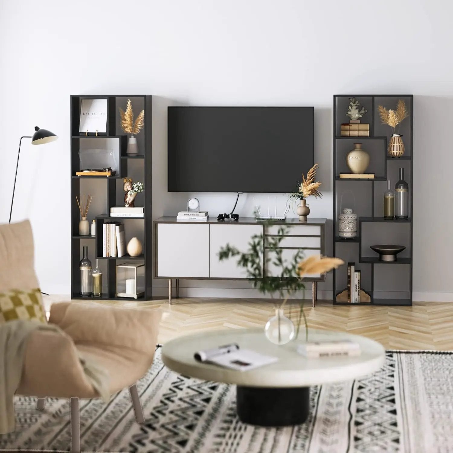 Asymmetrical Display Shelf & Bookcase, 5 Tier by Unique Piece Furniture