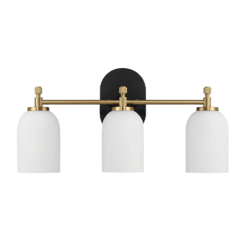 Meadows - 3 Lights Vanity Brush Bathroom Wall Light For Bathroom Over Mirror - Black / Gold / White by Unique Piece Furniture