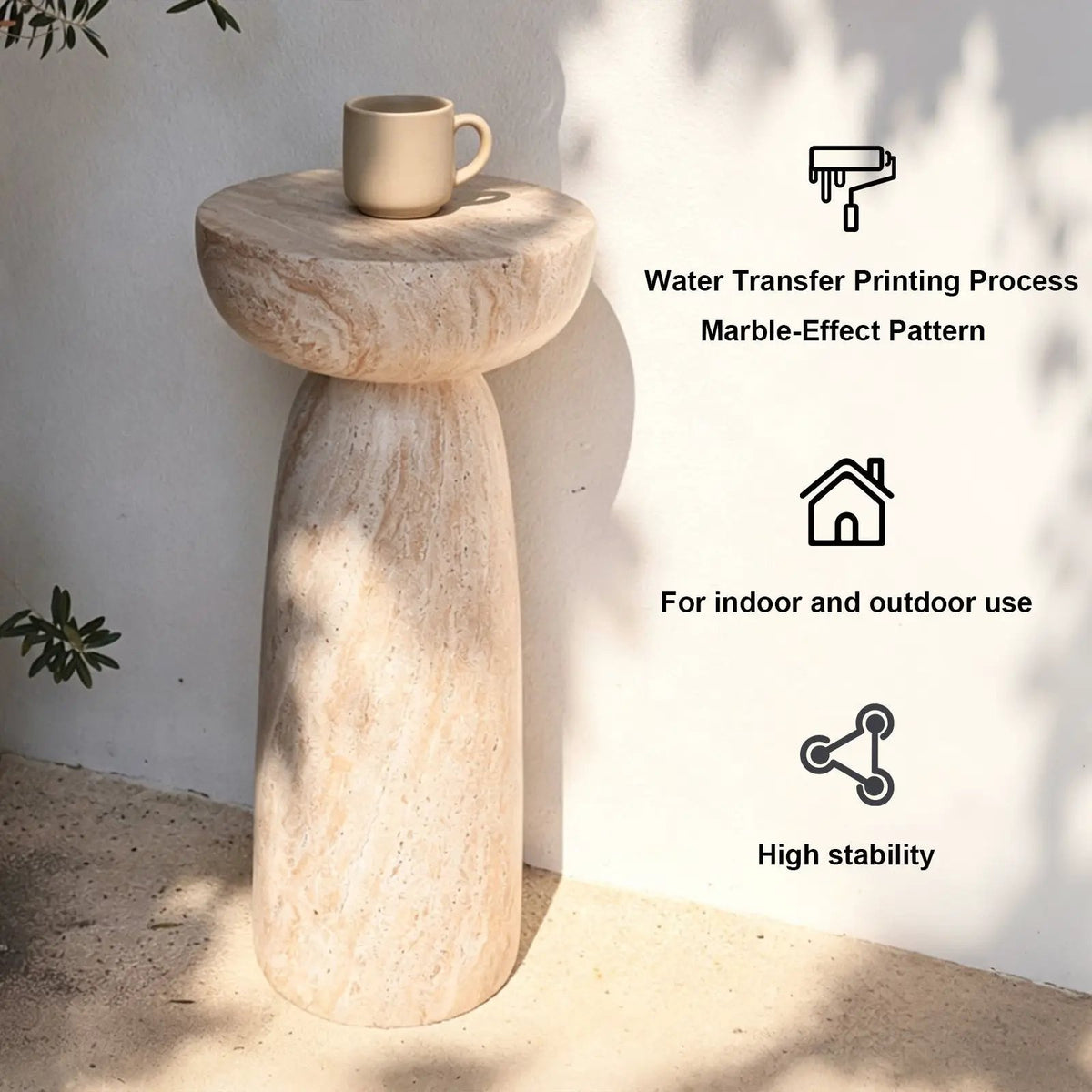 Natural Stone Grain Mushroom Shape Side Table by HouseOfZazla