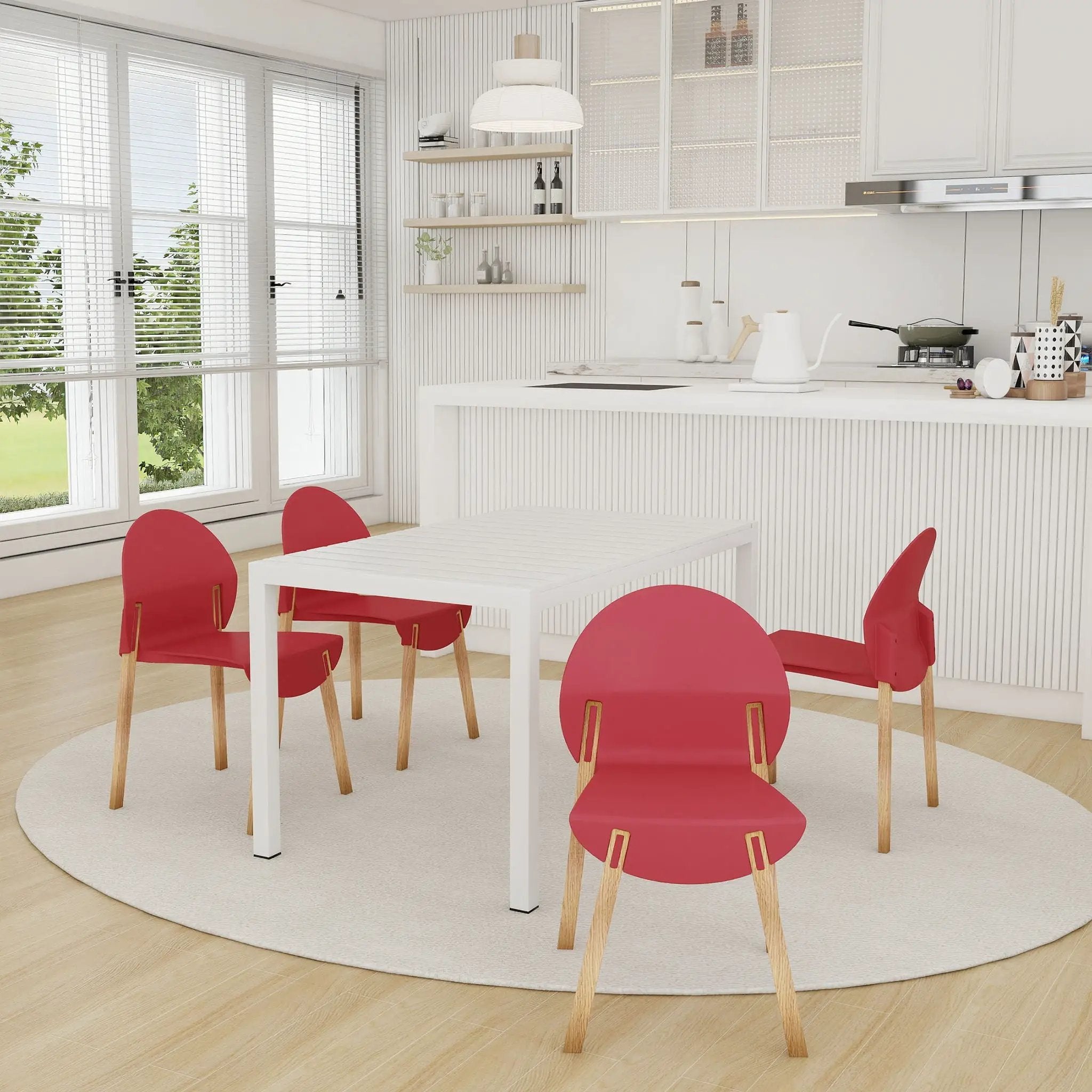 4 Piece Set Of Single Chairs With Long Table by Unique Piece Furniture