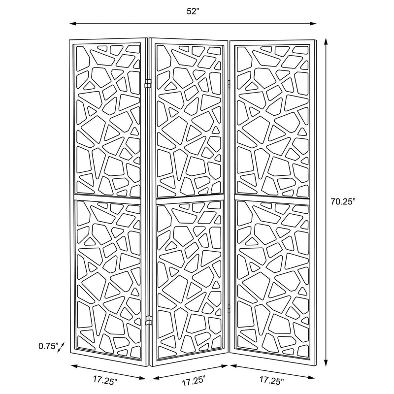3 Panel Folding Screen With Mosaic Cutout Design - Black by HouseOfZazla