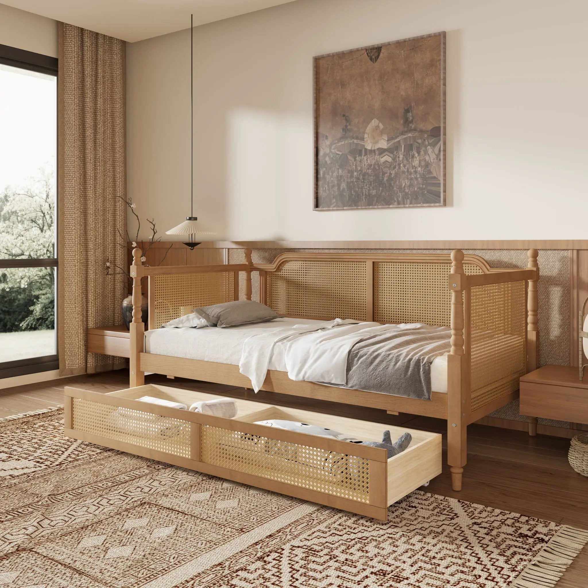 Traditional Style Rattan Daybed, No Box Spring Needed by Unique Piece Furniture