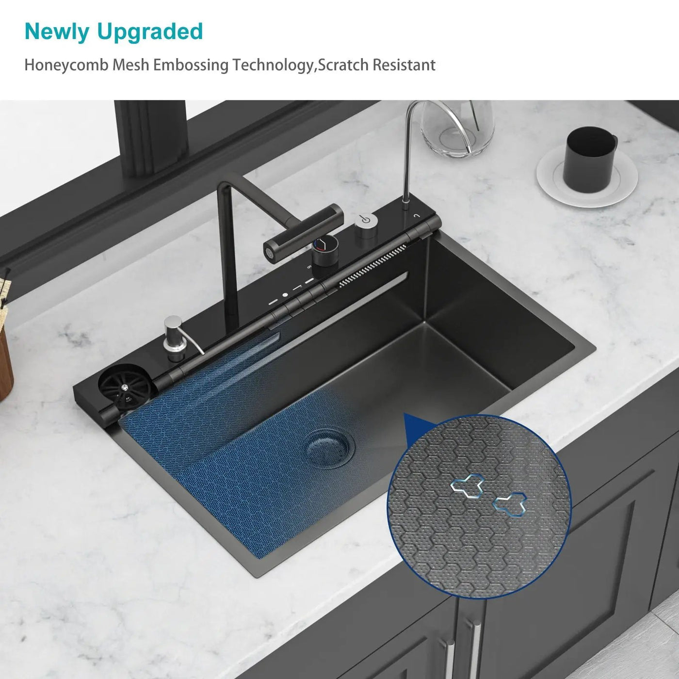 30" Single Bowl Kitchen Sink With Smart LED Faucet by HouseOfZazla