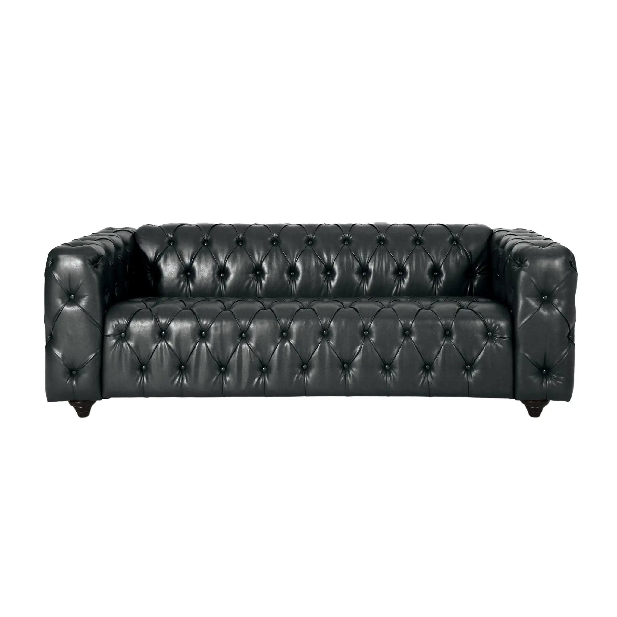 Comfy 3 Seat Sofa with Wooden Legs - Black by HouseOfZazla