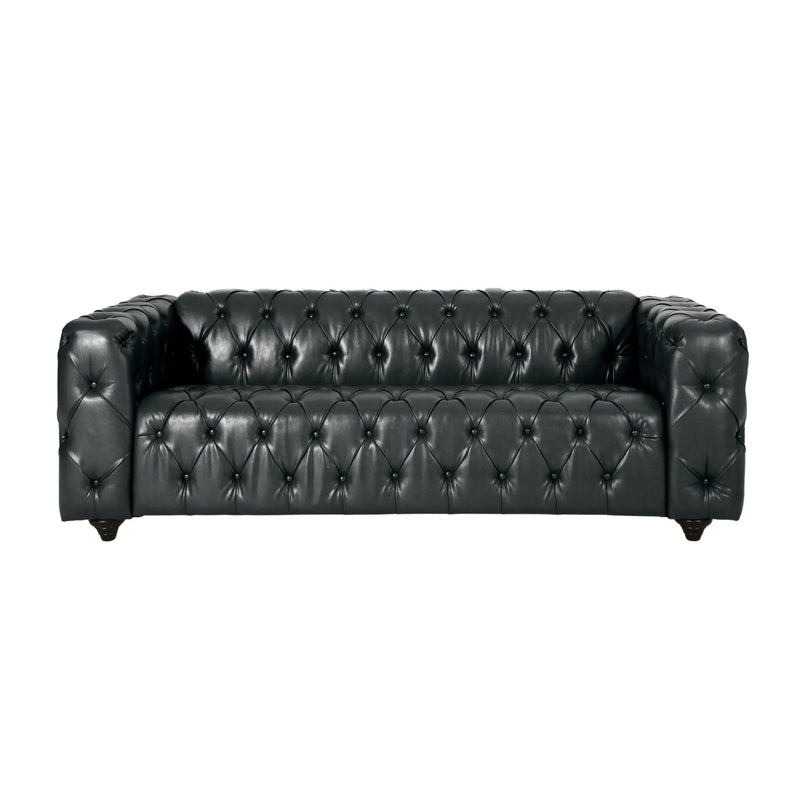 Comfy 3 Seat Sofa with Wooden Legs - Black by HouseOfZazla