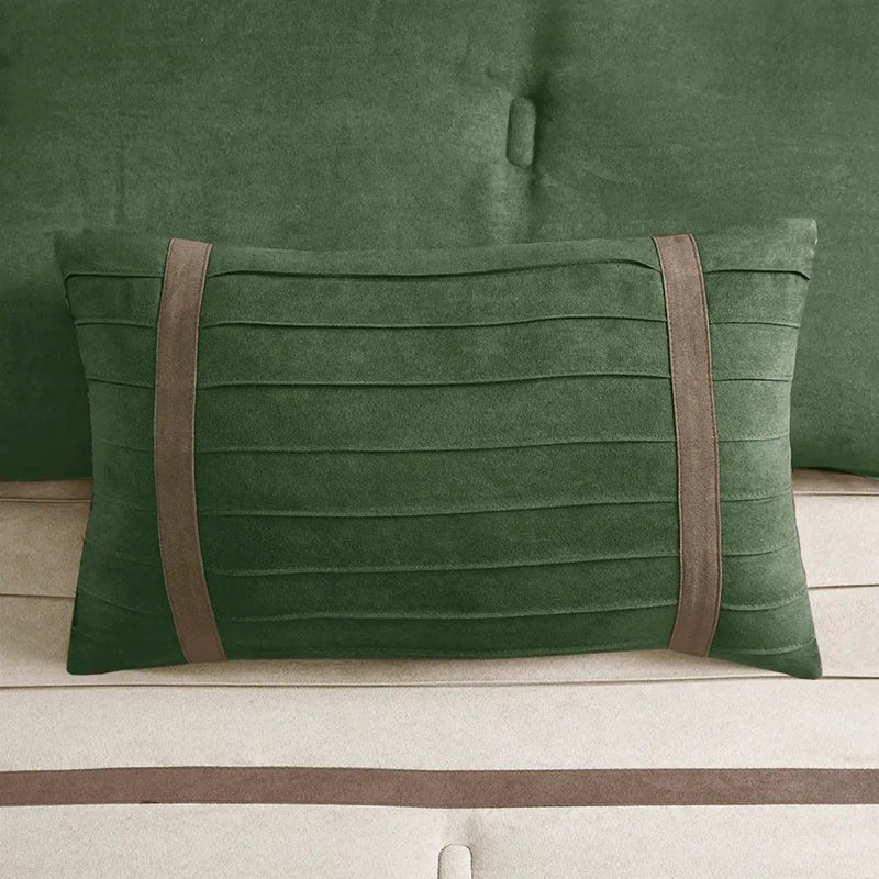 7 Pc Faux Suede Comforter Set Green Queen by HouseOfZazla