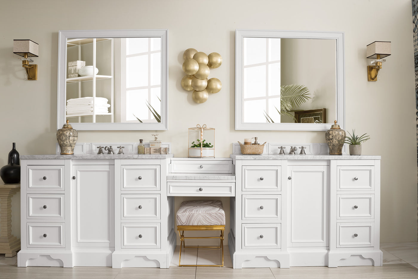 James Martin De Soto 118" Double Bathroom Vanity, Bright White, view 4