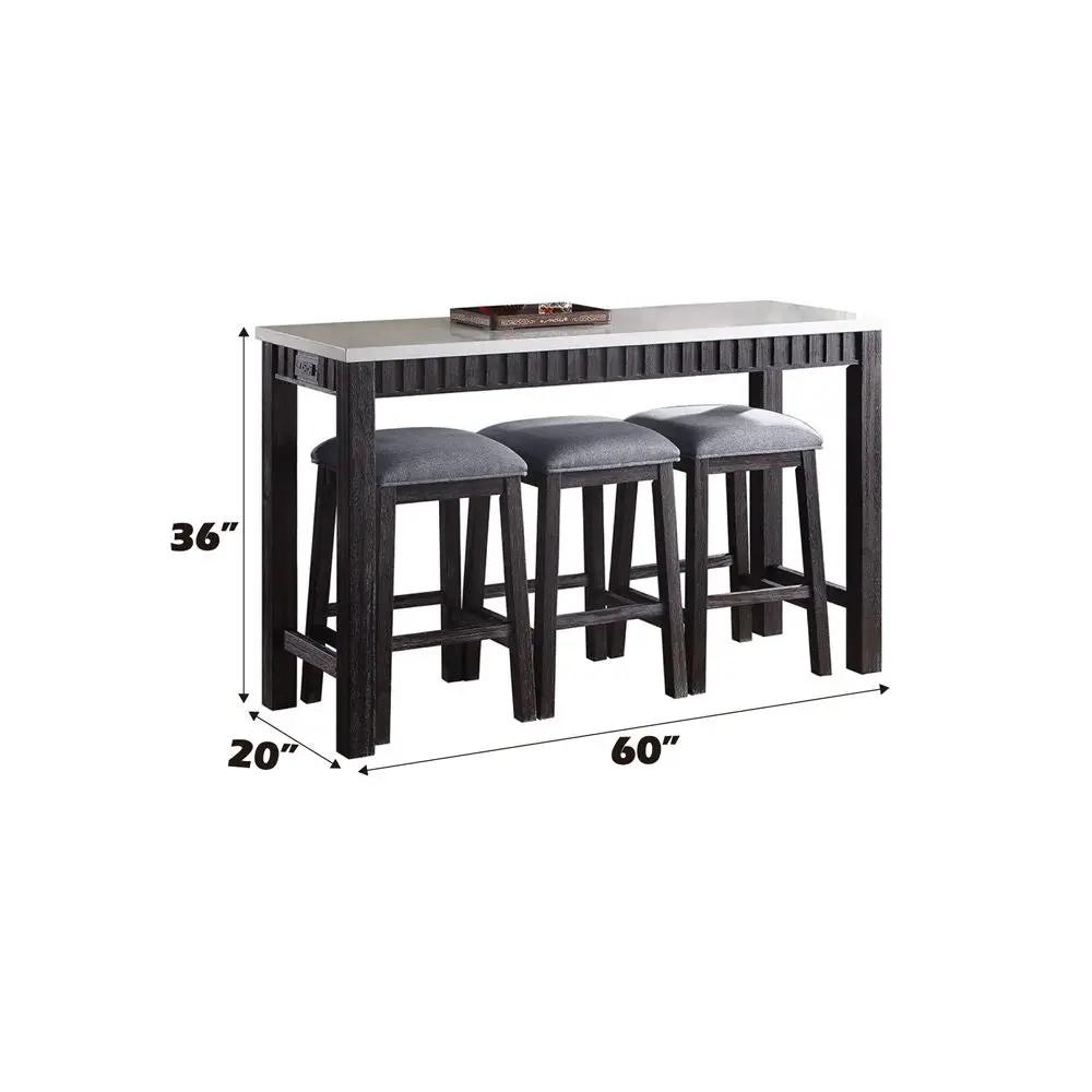Necalli - 4 Piece Counter Height Table Set - Marble Top & Weathered Espresso by Unique Piece Furniture