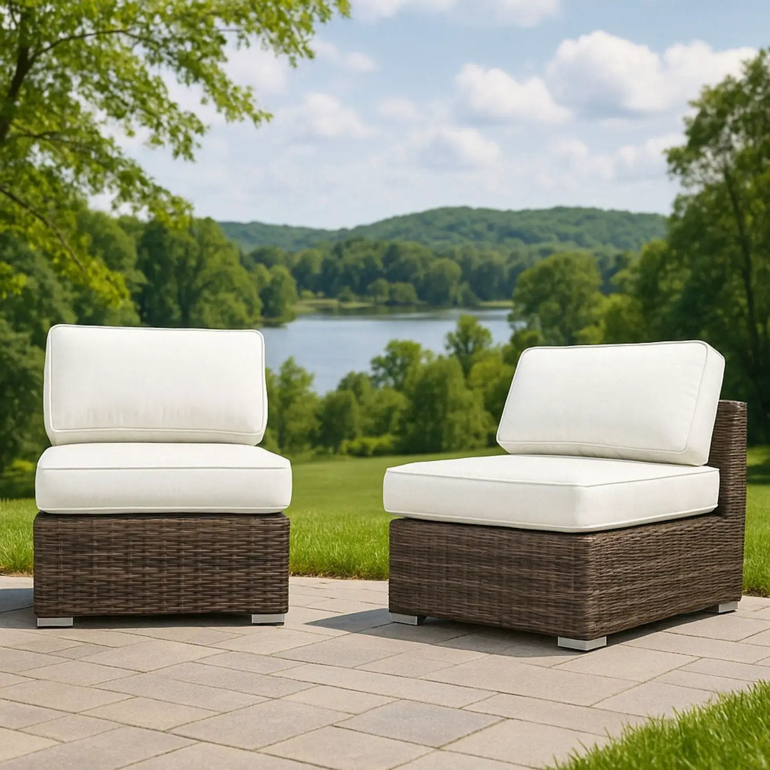 Armless Patio Chair With Cushions by Unique Piece Furniture