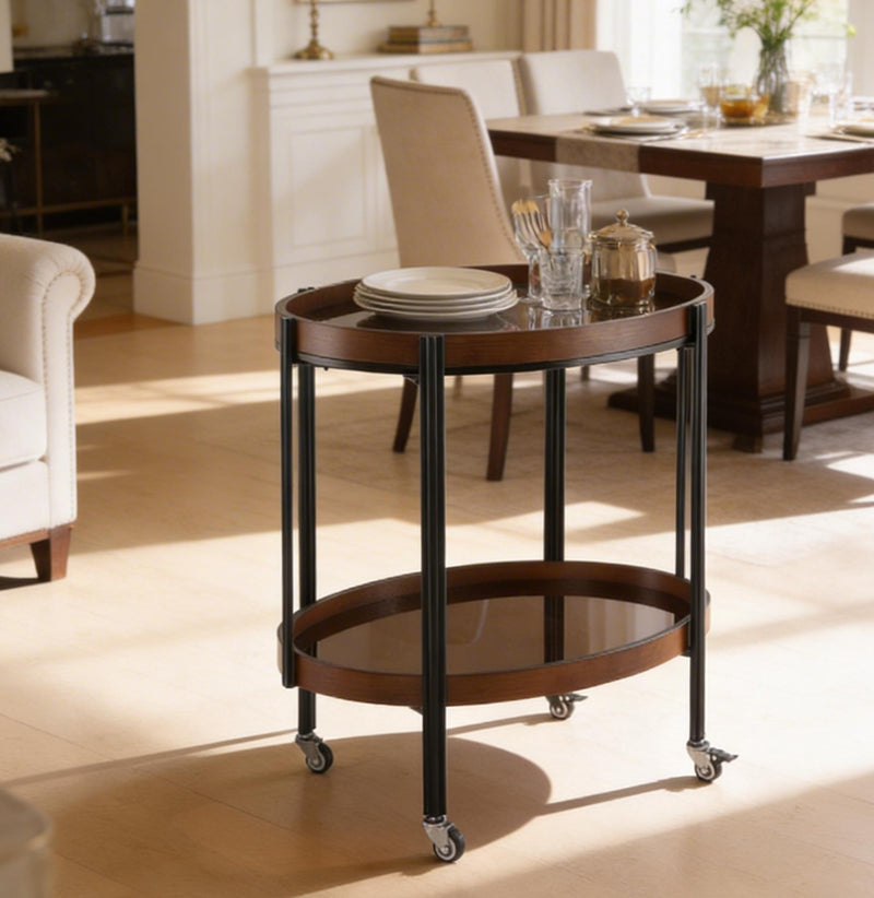 Oval 2 Shelf Dark Kitchen Cart by HouseOfZazla