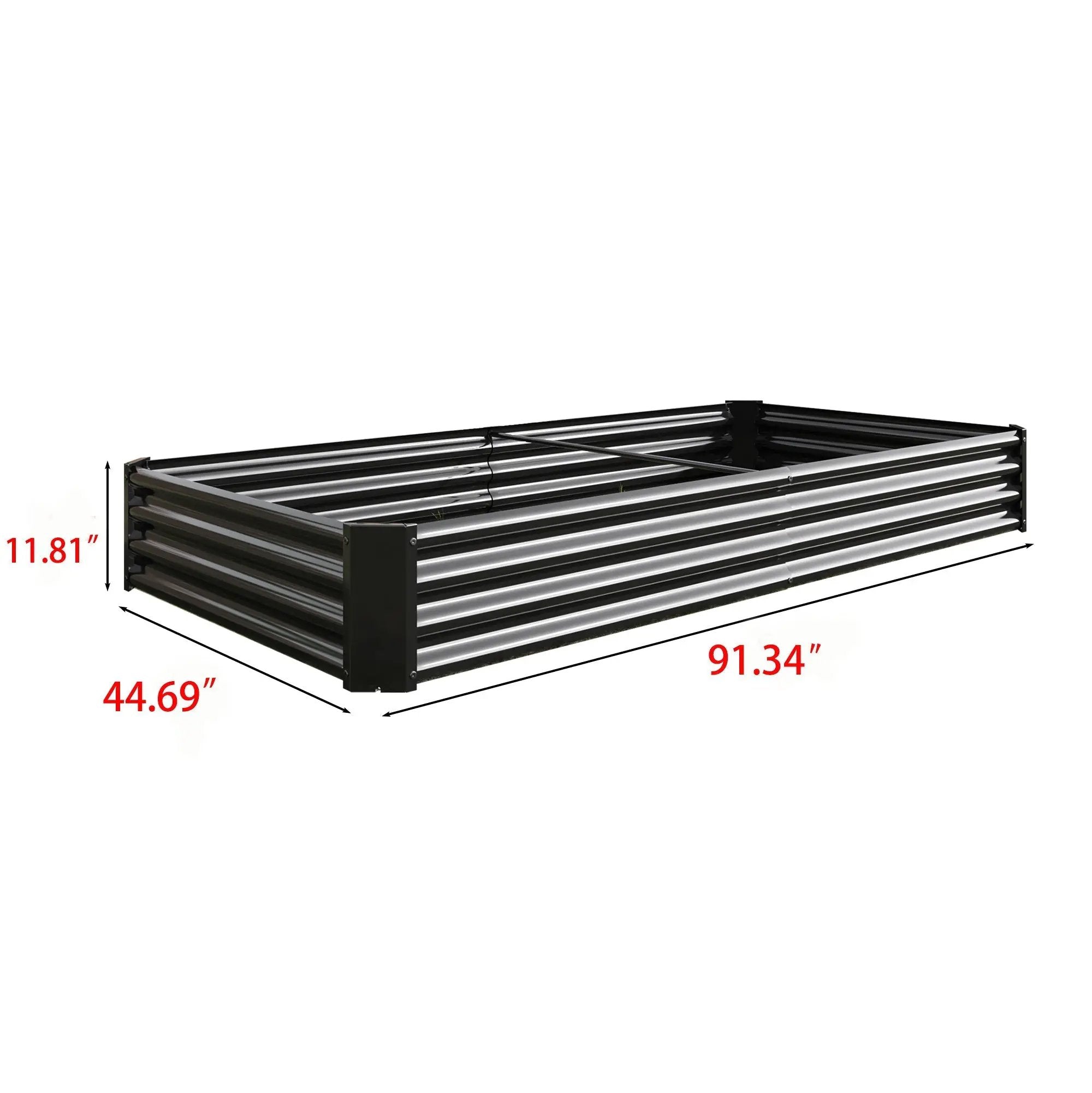 Raised Garden Bed Kit - Metal 7.6x3.7x0.98 ft Black by HouseOfZazla