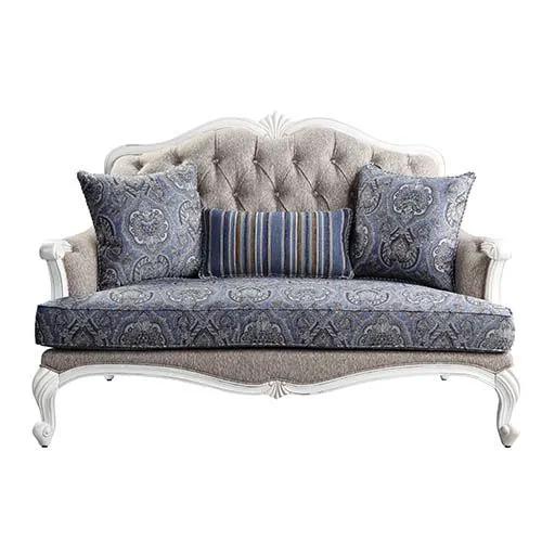 Ciddrenar - Loveseat With 3 Pillows - Fabric & White by Unique Piece Furniture
