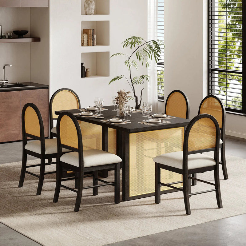 TREXM 7-Piece Farmhouse Dining Table Set for 6 by HouseOfZazla