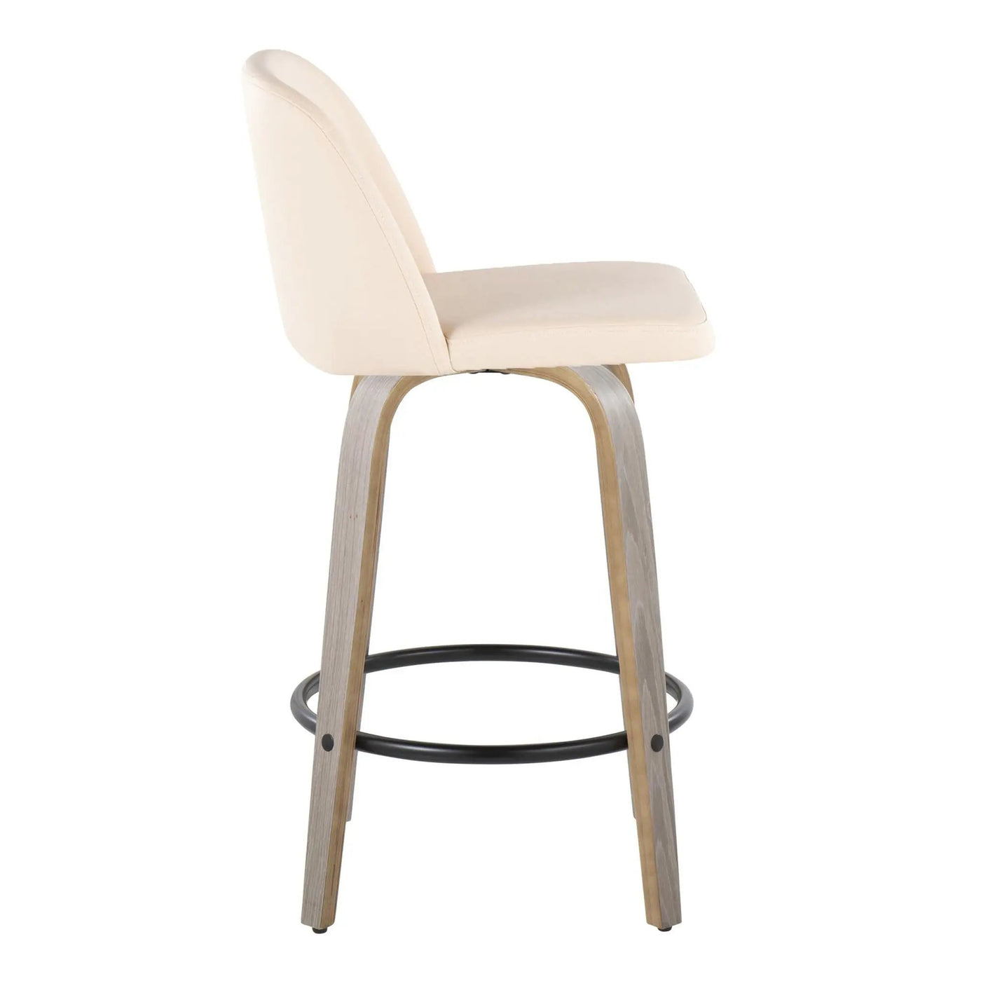 Toriano - Contemporary Fixed Height Counter Stool With Swivel & Round Footrest (Set of 2) by HouseOfZazla