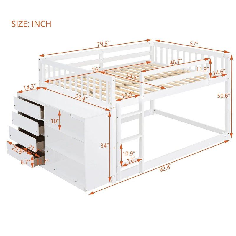 Bunk Bed With 4 Drawers and 3 Shelves by HouseOfZazla