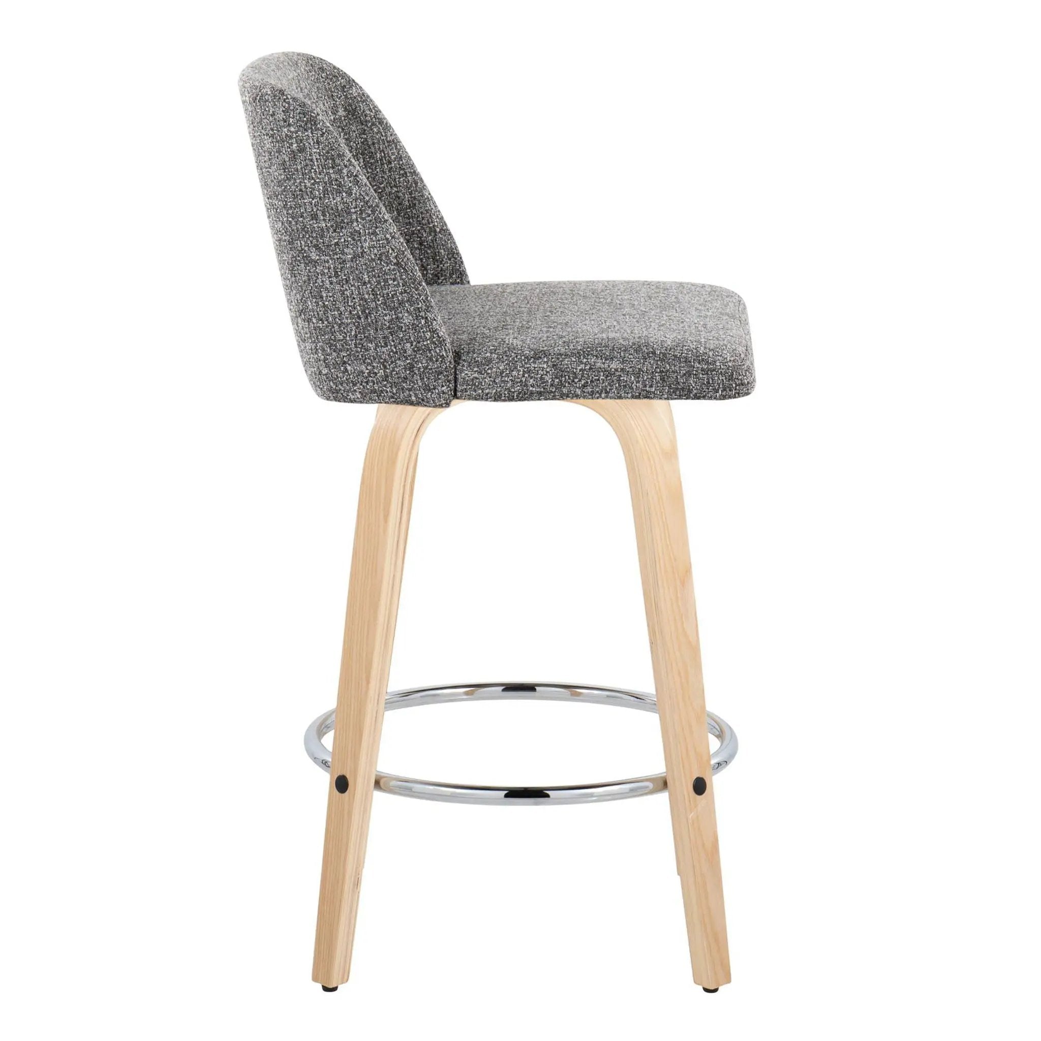 Toriano - Contemporary Fixed-Height Counter Stool With Swivel And Round Footrest (Set of 2) by HouseOfZazla