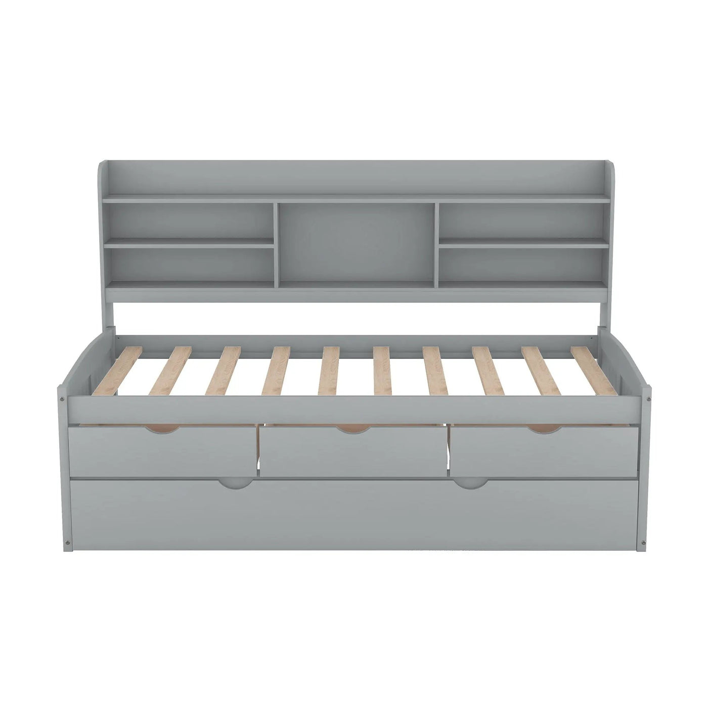 Captain Bed With Built In Bookshelves, 3 Storage Drawers, And Trundle by HouseOfZazla