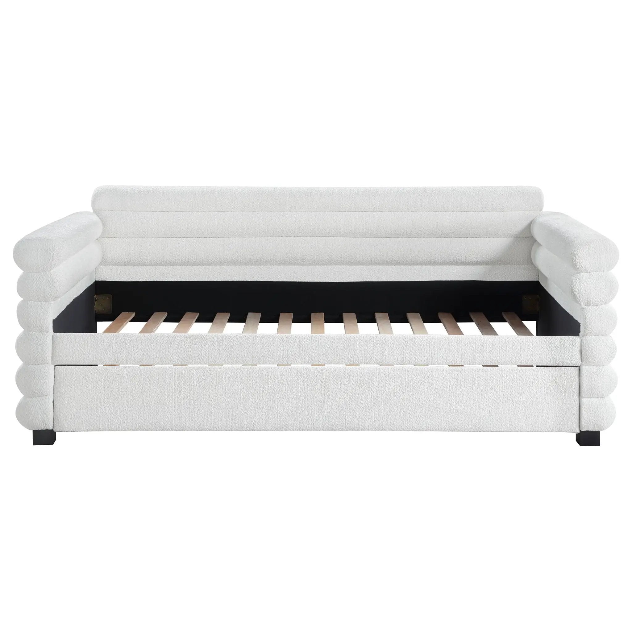 Fandango - Upholstered Twin Day Bed With Trundle - White by HouseOfZazla