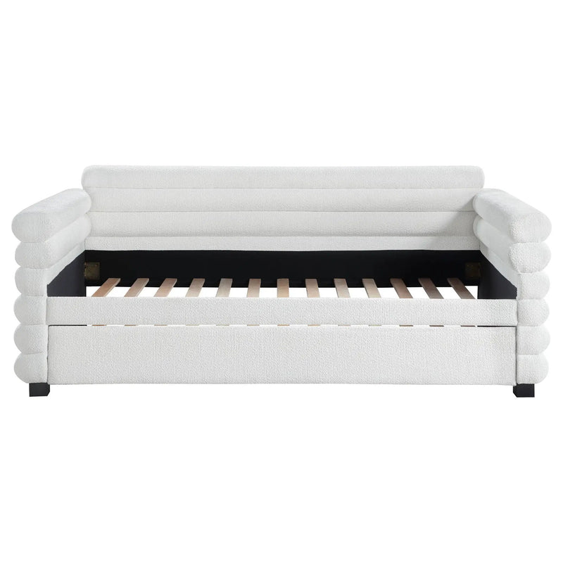 Fandango - Upholstered Twin Day Bed With Trundle - White by HouseOfZazla