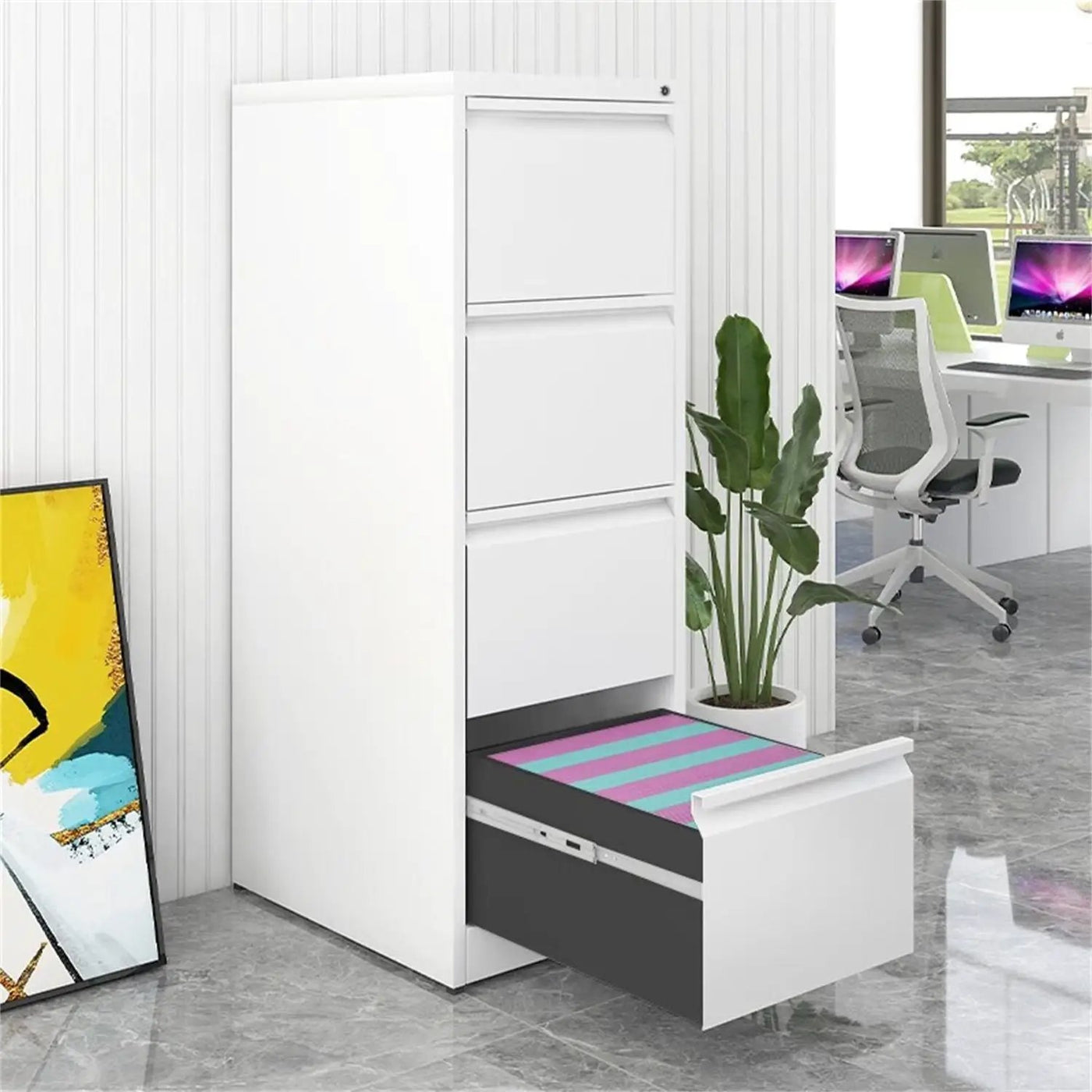 Durable Metal 3 Drawer File Cabinet With Lock For Office Storage by Unique Piece Furniture