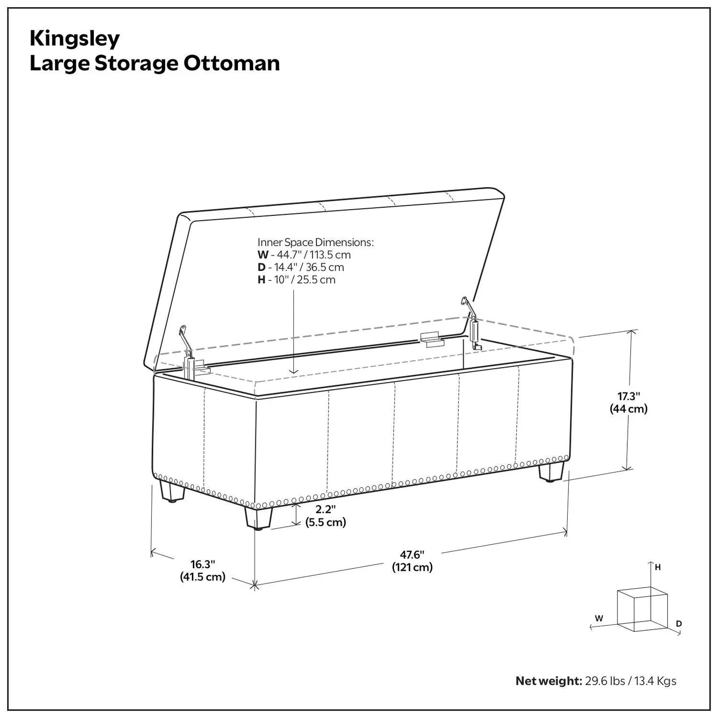 Kingsley - Upholstered Large Storage Ottoman by Unique Piece Furniture