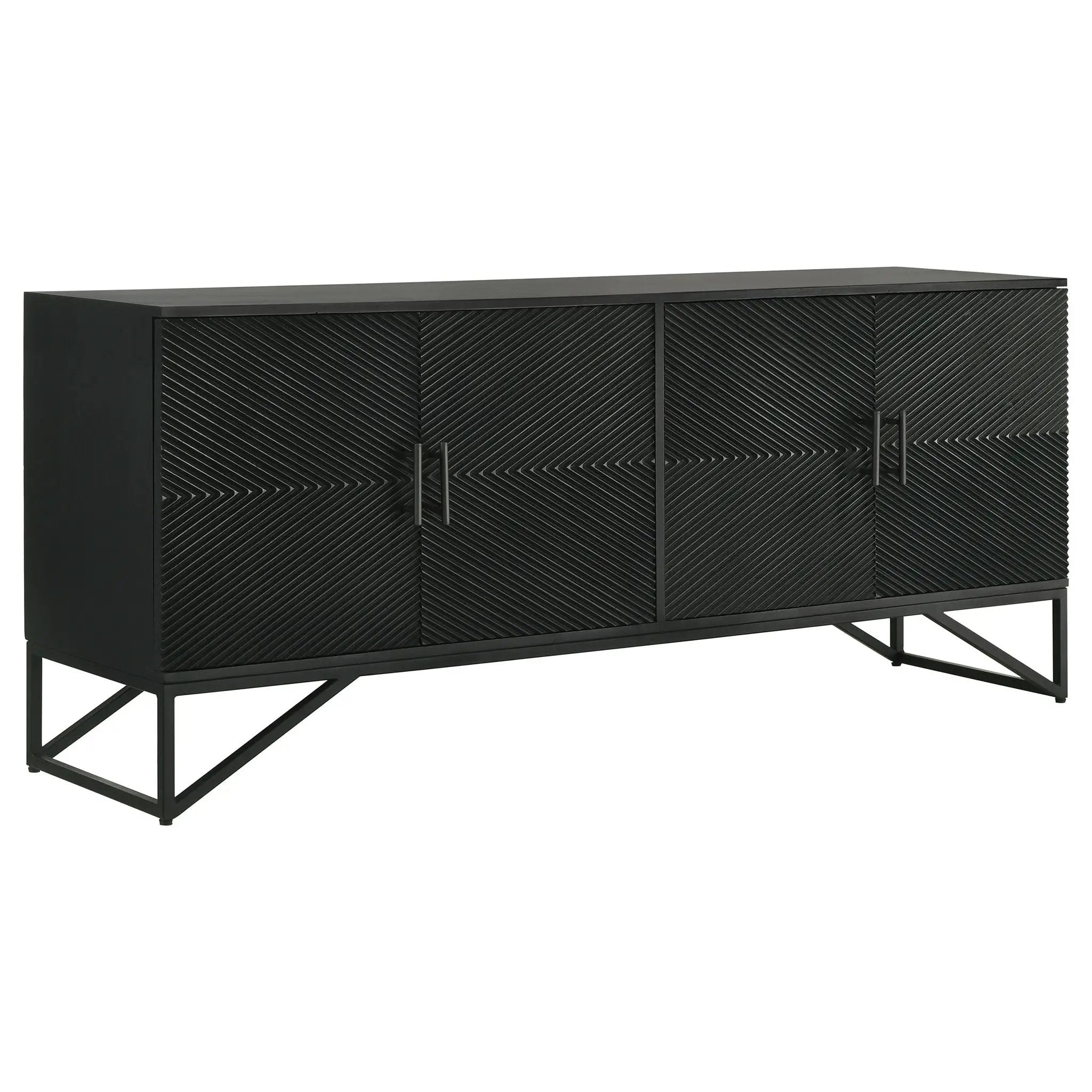 Riddell 4-door Wood Reeding Accent Cabinet Matte Black by Unique Piece Furniture