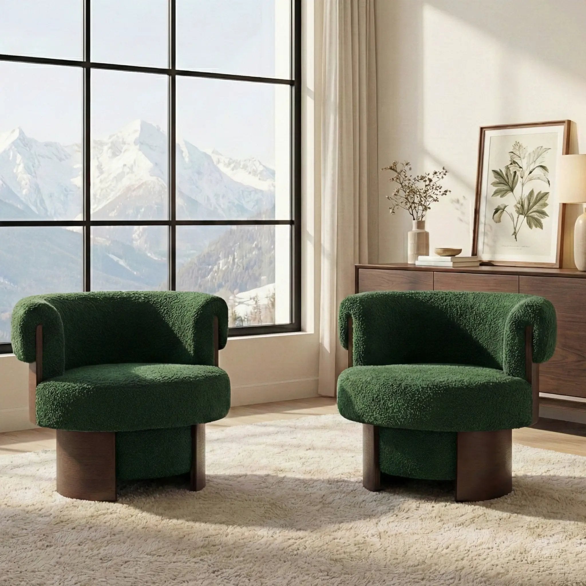 Modern 32" Wide Curved Sculptural Swivel Barrel Chairs - Set of 2 by HouseOfZazla