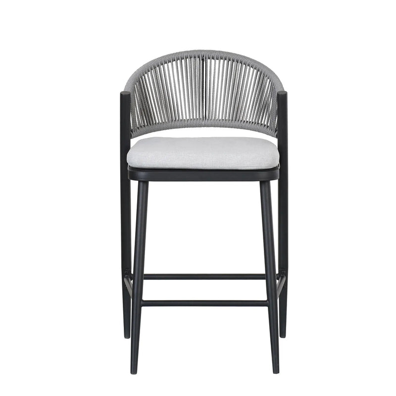 Outdoor 26" Counter Height Metal Frame Counter Stools With Scallop Shaped Backrest & Water Resistant Cushions by HouseOfZazla