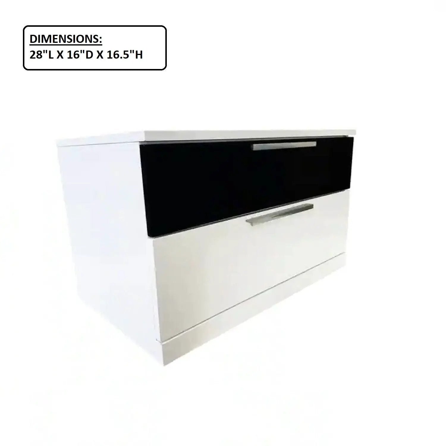 2 Drawer Nightstand, Bedside Table - White / Black by Unique Piece Furniture