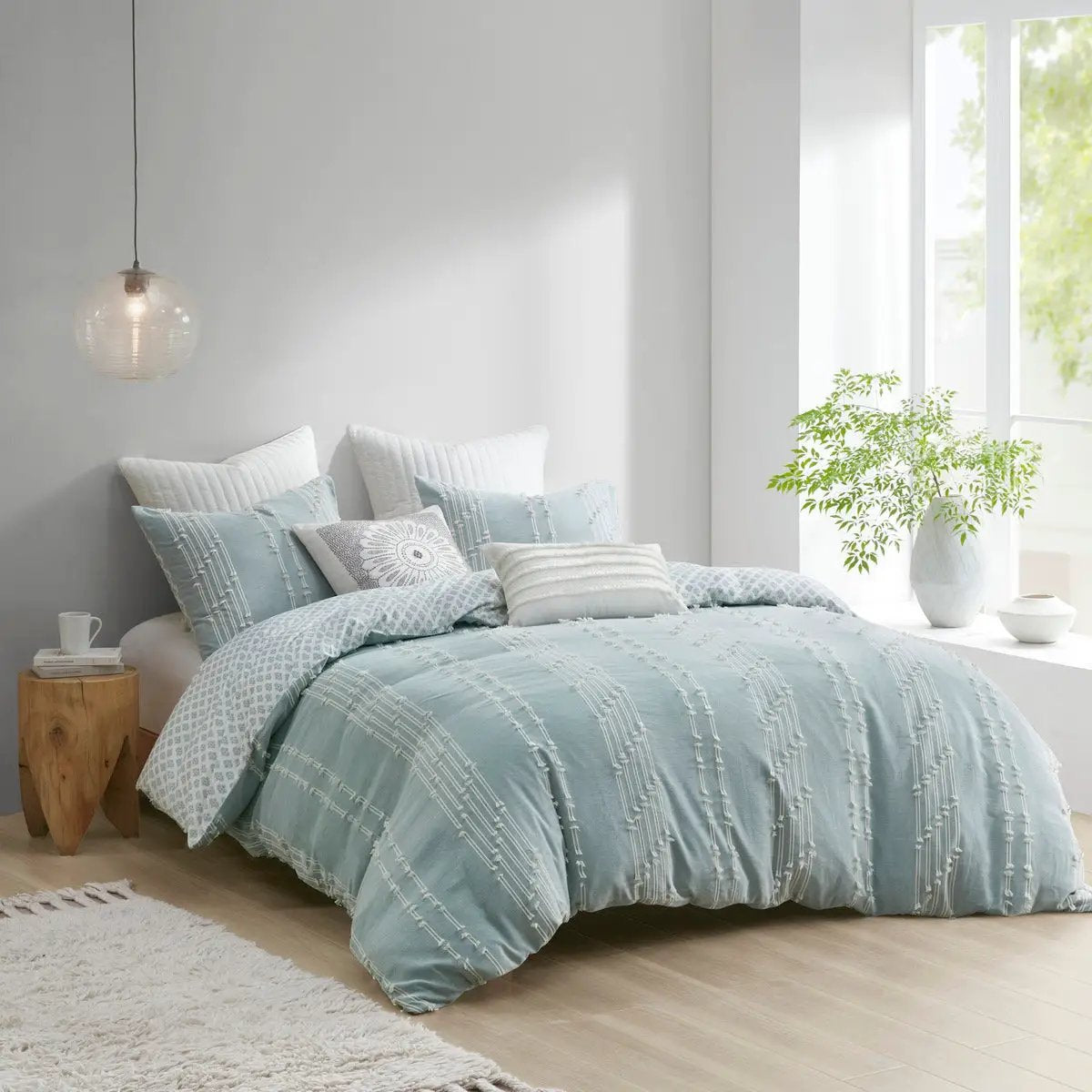 King/Cal King 3 Piece Cotton Jacquard Duvet Cover Set by HouseOfZazla