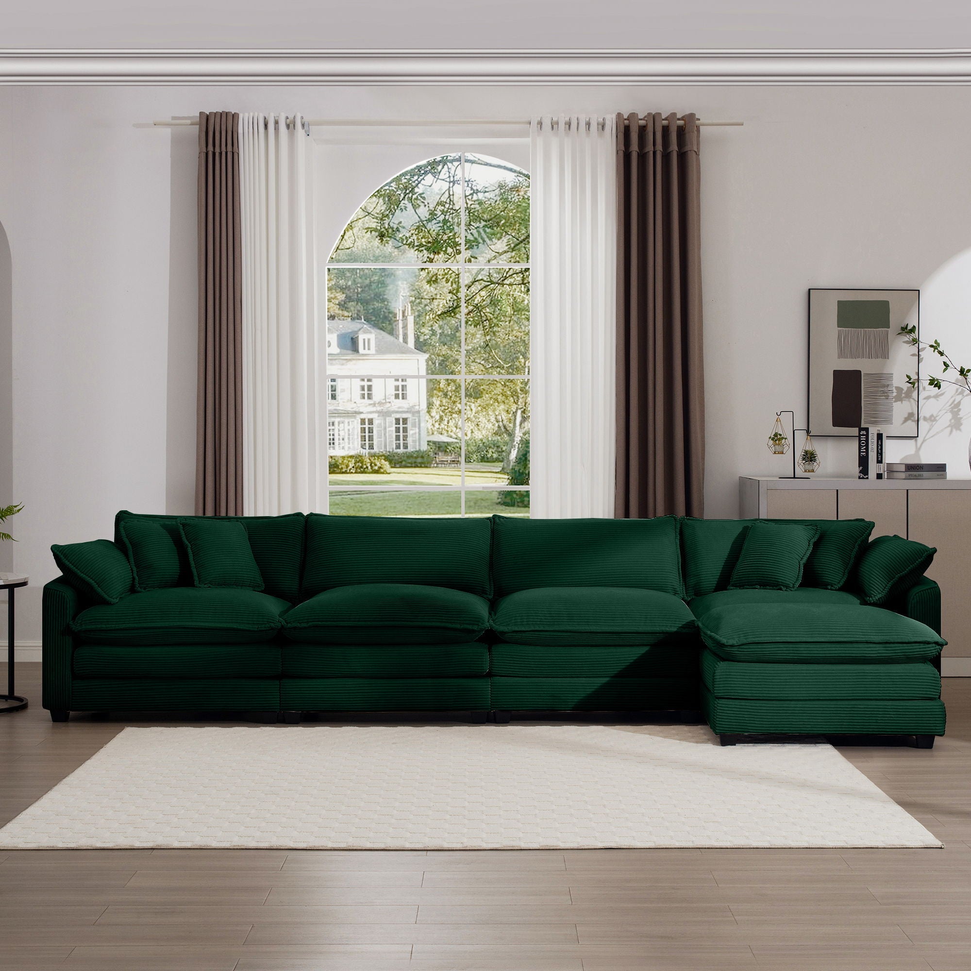 Modern Oversized Modular Cushion Sofa With Ottoman, Low Back, Deep Seating Sofa Set by Unique Piece Furniture