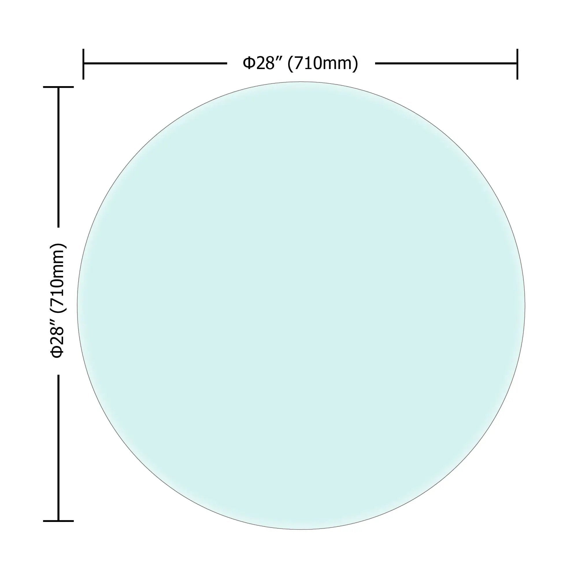 28" Round Tempered Glass Table Top Clear Glass Thick Beveled Polished Edge by HouseOfZazla