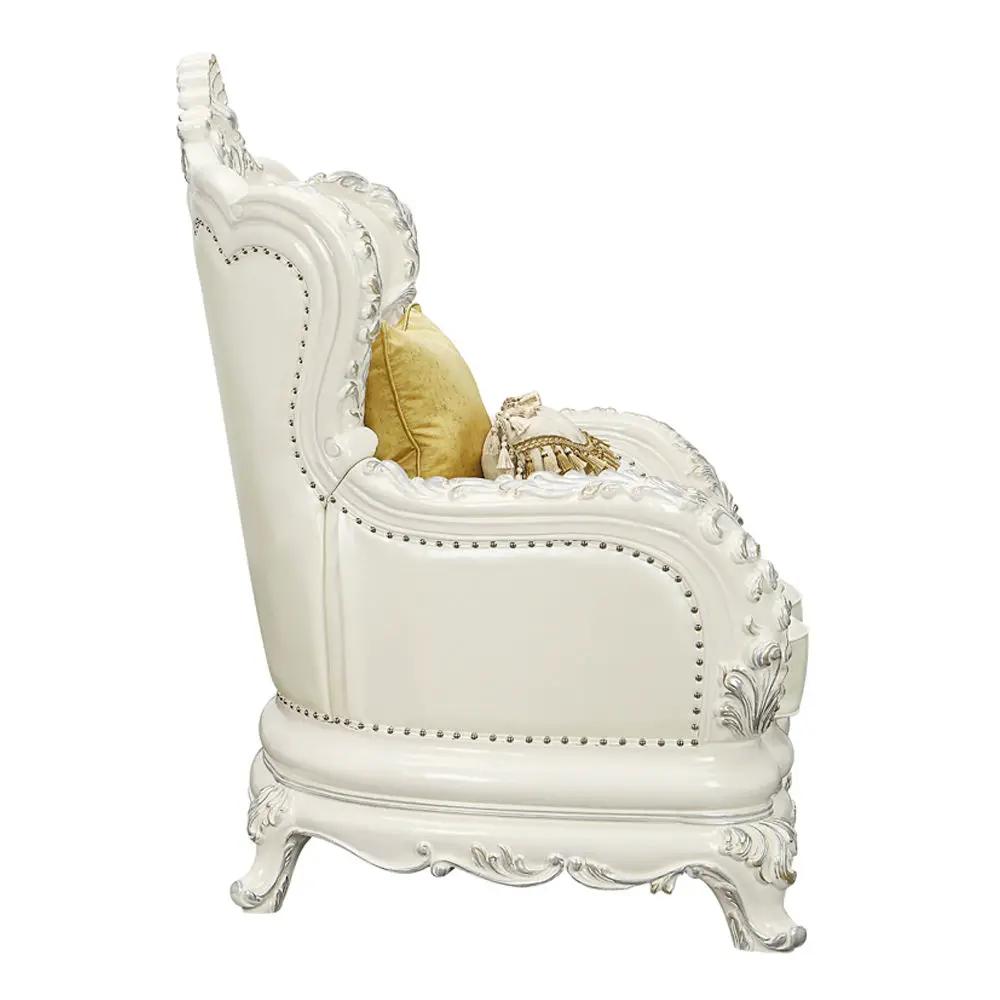 Adara - Chair With 2 Pillows - Pearl White Synthetic Leather & Antique White by Unique Piece Furniture