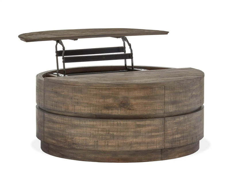 Baisden - Round Lift Top Cocktail Table With Casters - Tobacco by Unique Piece Furniture