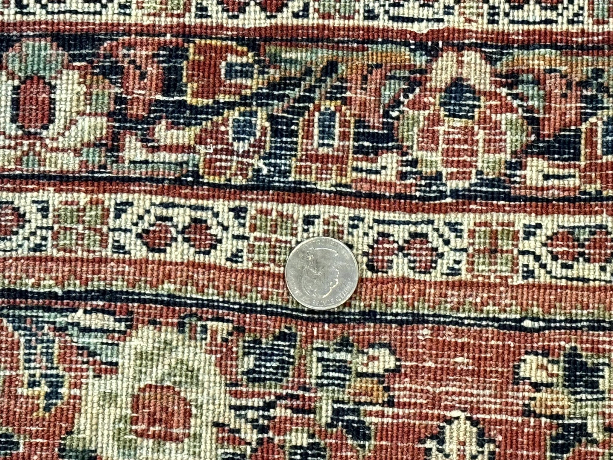 Red Persian Sarouk Rug 3 x 5.8, Antique Wool Carpet, 210 KPSI by Jewel Rugs