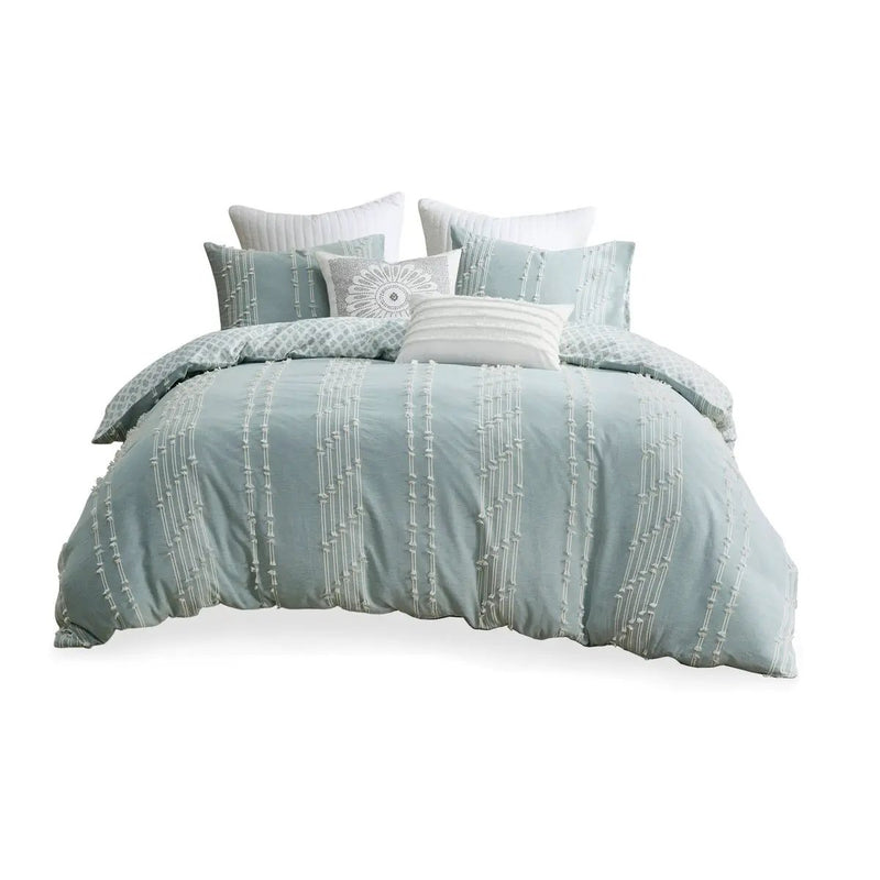 King/Cal King 3 Piece Cotton Jacquard Duvet Cover Set by HouseOfZazla