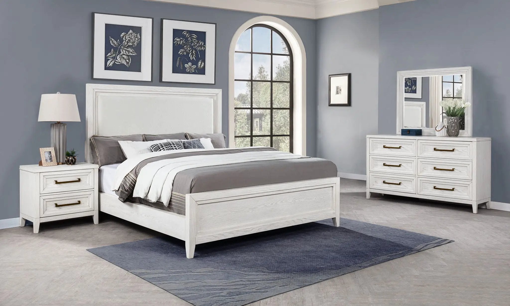 Marielle 4-piece Cal King Bedroom Set Distressed White by Unique Piece Furniture