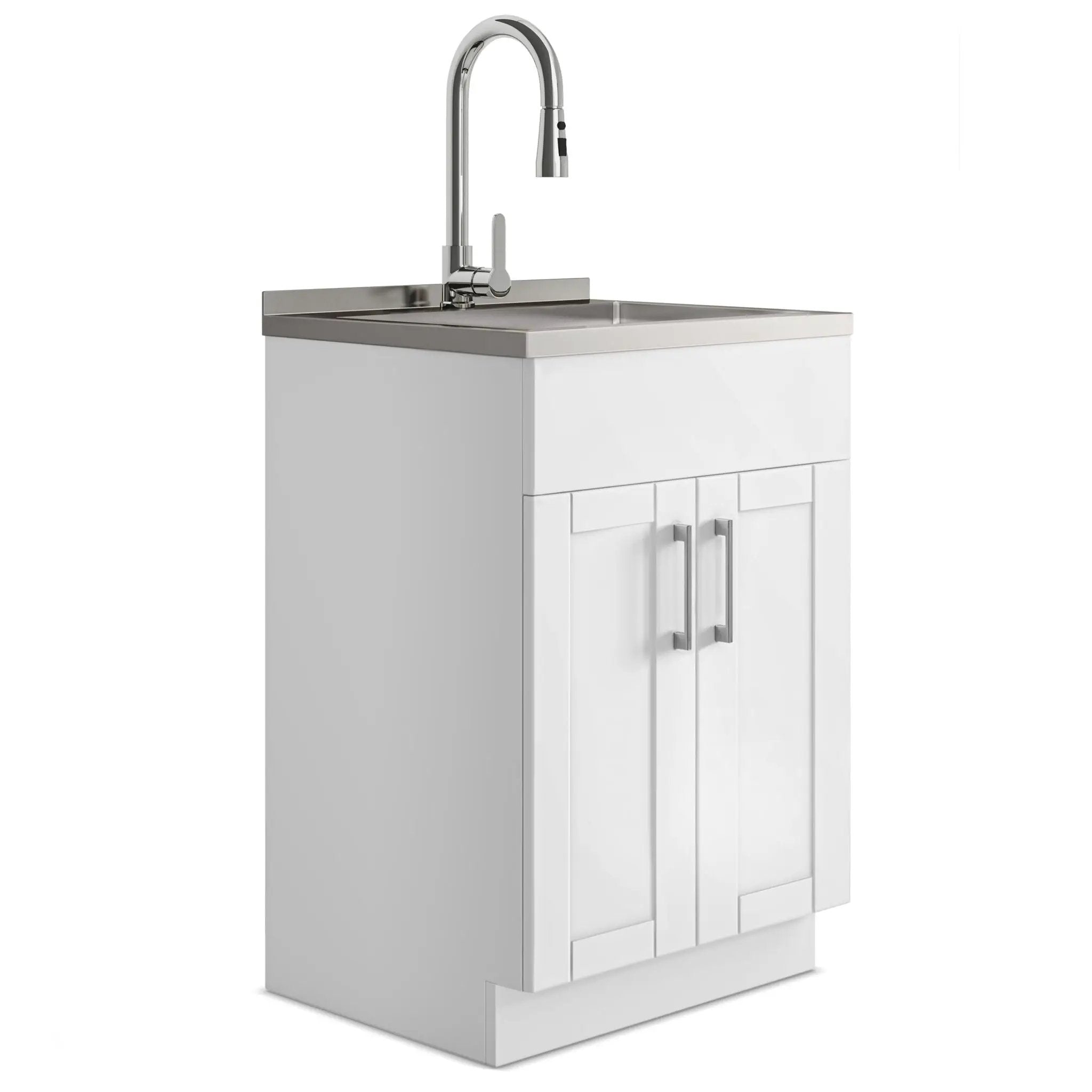 Shaker - Modern Wide, Laundry Cabinet With Faucet And Stainless Steel Sink by Unique Piece Furniture