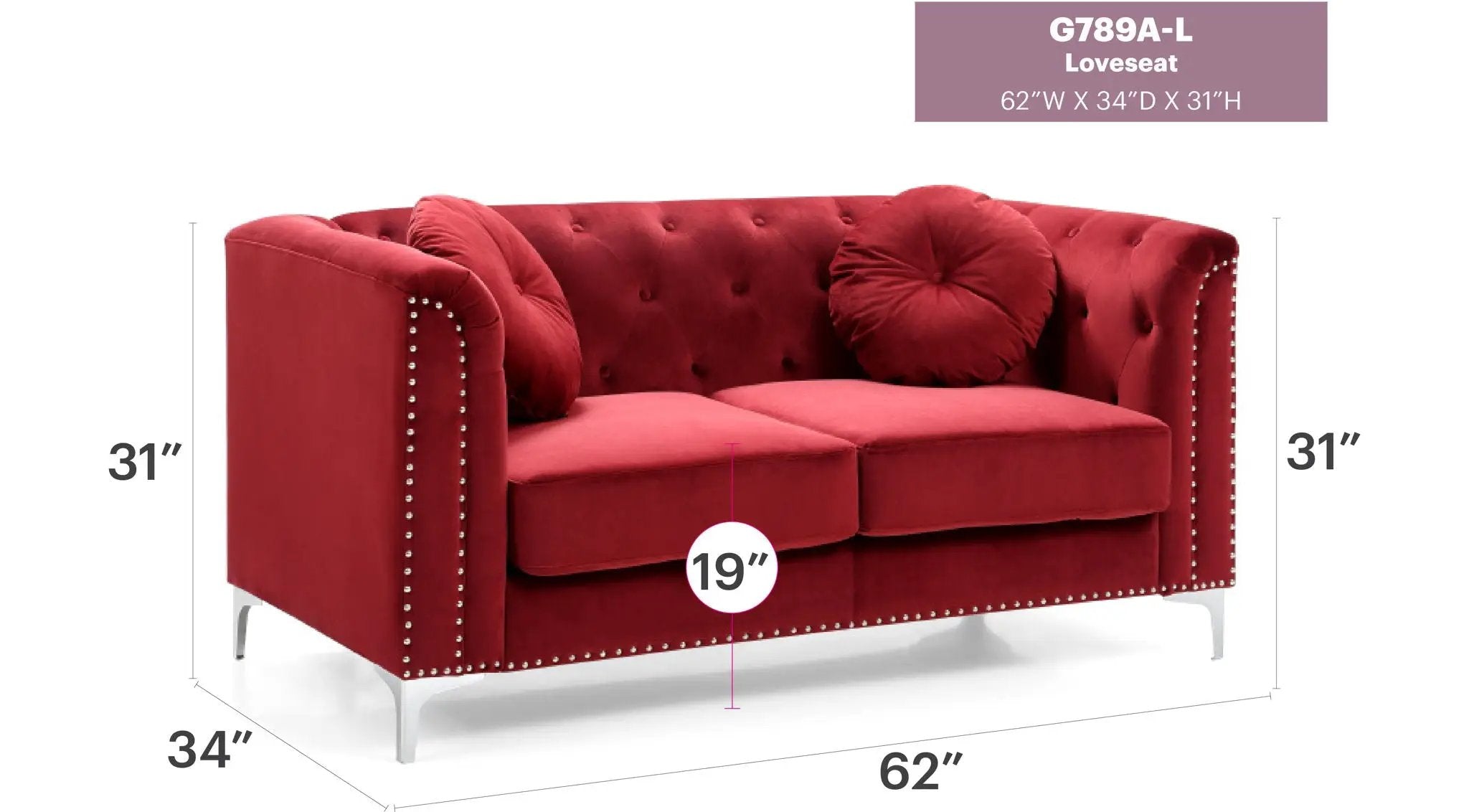 Stylish Sloped Arm Loveseat by Unique Piece Furniture