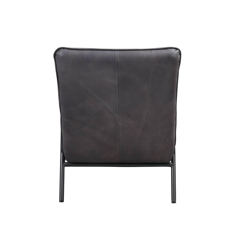 Nignu - Top Grain Leather Matt Iron Accent Chair - Gray by HouseOfZazla
