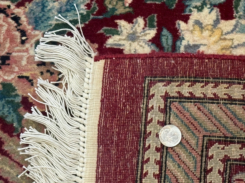 Pakistani Rug 9x12 William Morris Maroon Vintage Floral Wool by Jewel Rugs