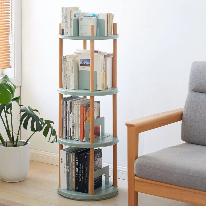 Storage Shelf, 360° Rotating Bookshelf, Bookcase With Large-Capacity Storage Space, Multifunctional Storage Rack, Compact Design For Living Room by HouseOfZazla