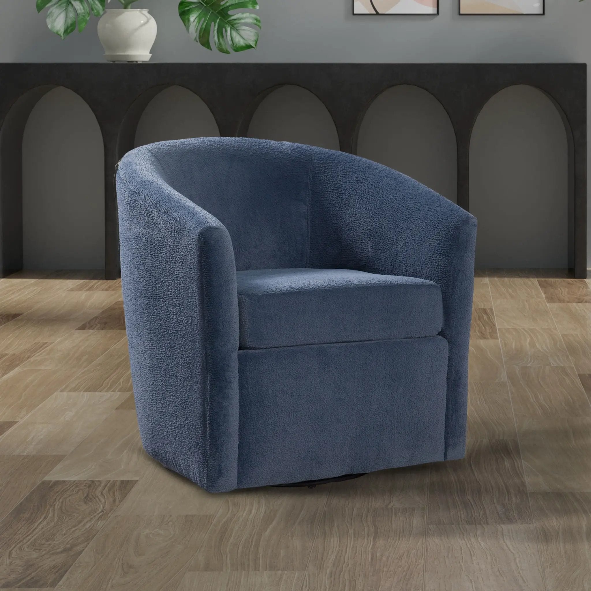 Oaklynn - Barrel Style Swivel Accent Chair by HouseOfZazla
