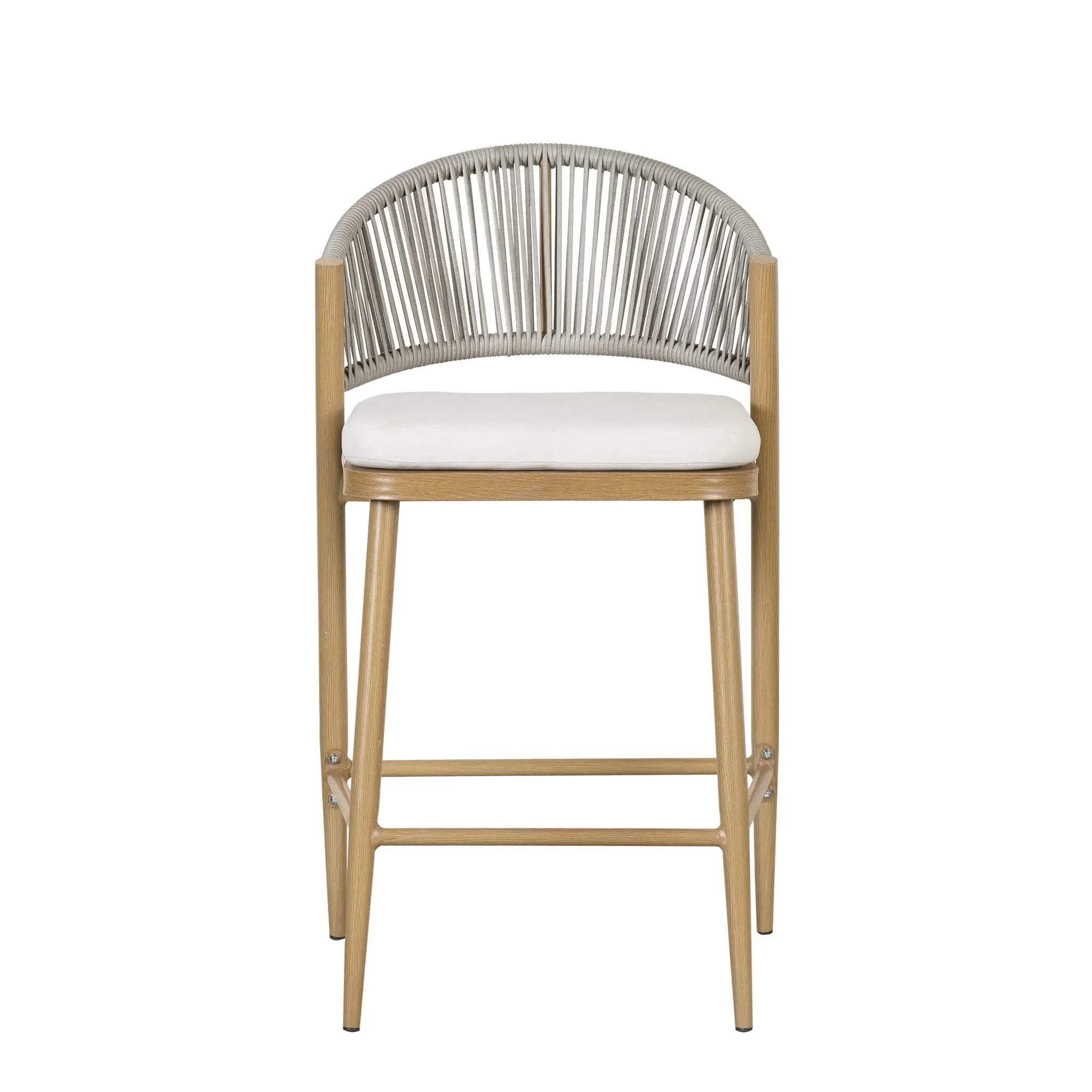 Outdoor 26" Counter Height Metal Frame Counter Stools With Scallop Shaped Backrest & Water Resistant Cushions by HouseOfZazla