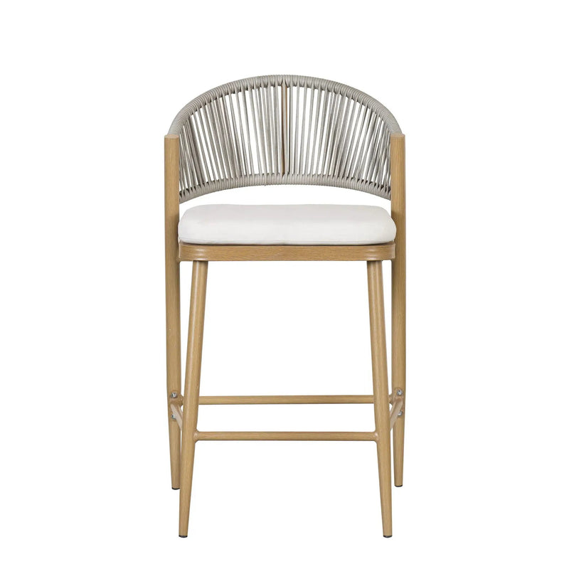 Outdoor 26" Counter Height Metal Frame Counter Stools With Scallop Shaped Backrest & Water Resistant Cushions by HouseOfZazla