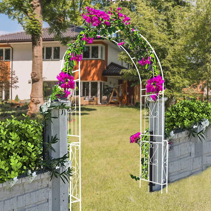 Metal Garden Arch W55'' x H94.5'' - Cream White Outdoor Arbor by HouseOfZazla