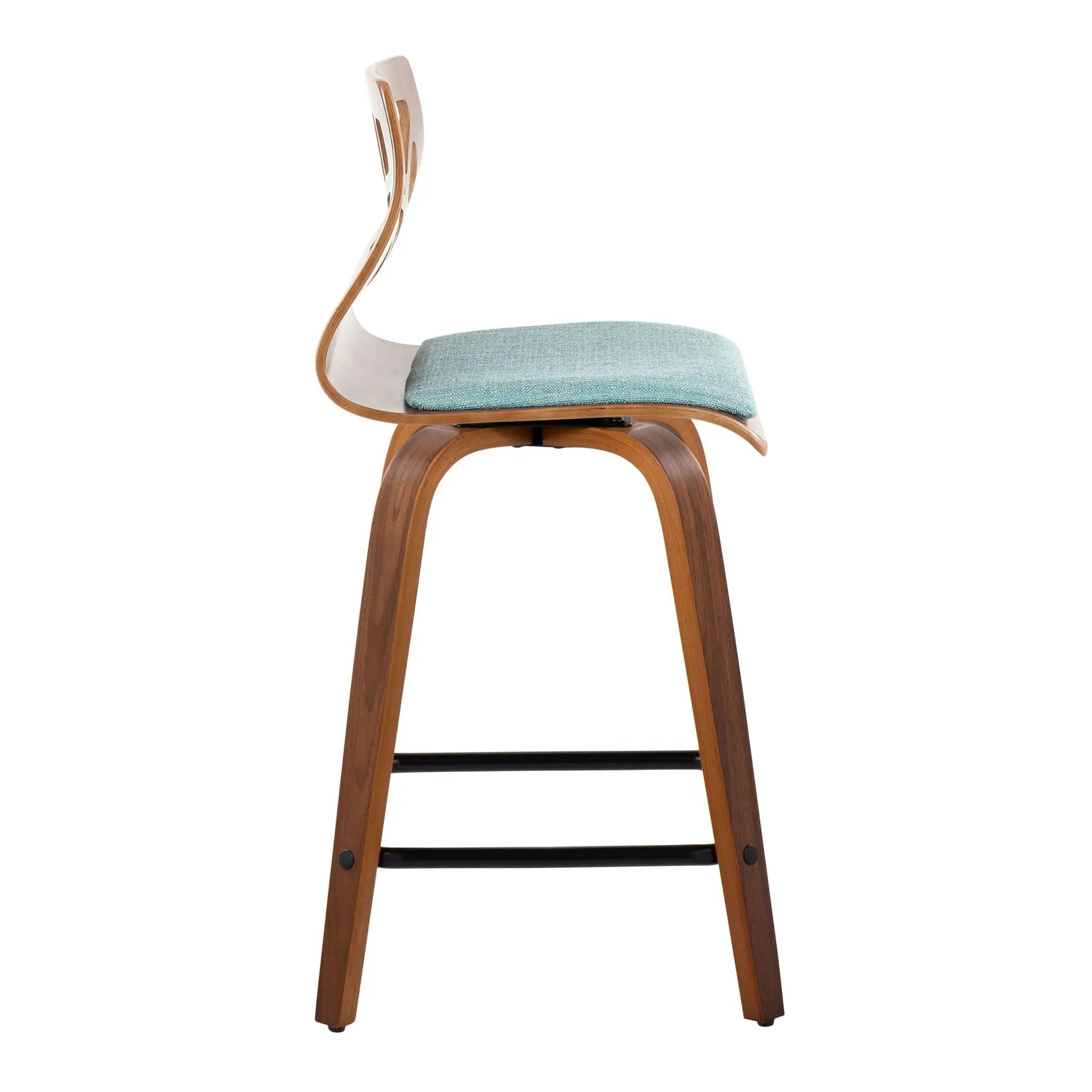 Folia - Mid Century Modern Fixed Height Counter Stool With Swivel With Square Footrest (Set of 2) by HouseOfZazla